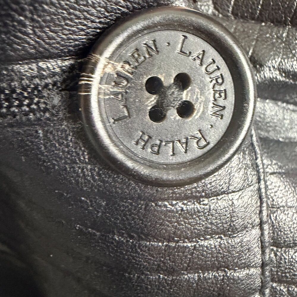 lauren ralph lauren women's vintage leather blazer jacket croc embossed medium - Picture 10 of 10